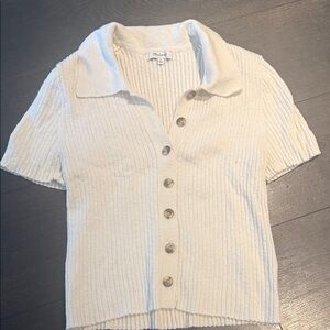 Madewell Ivory Ribbed Knit Top